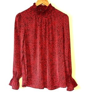 H&M Mock Turtleneck Flutter Long Sleeve Blouse